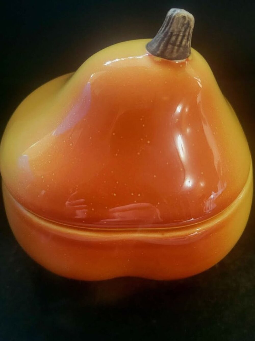 Vintage Ceramic Harvest Candy Dish With A Lid, Shaped Like A Pear